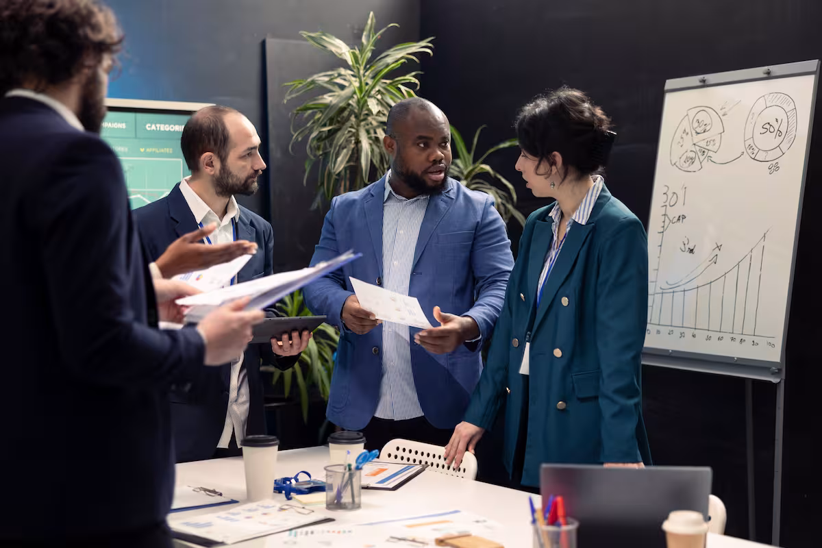 Group of business people discussing a project